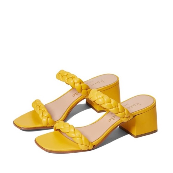 ♠️kate spade Juniper Braided Slide Sandals, Morning Light Yellow NIB - Picture 1 of 9